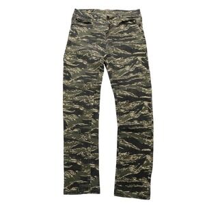 Young & Reckless Jeans Mens 32x31 Green Camouflage Skinny Slim Stretch‎ Denim